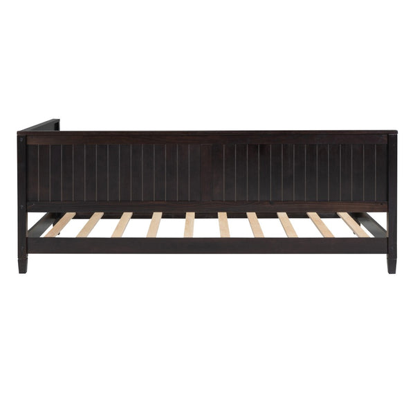 English Elm Twin Mid-century Wood Daybed Sofa Frame for Guest Room or Studio Living Espresso WF297689AAP