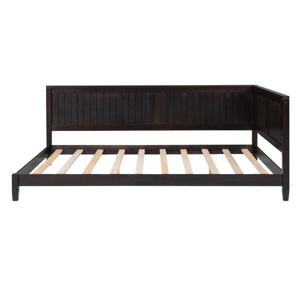 English Elm Full Size Mid-century Wood Sofa Daybed with Slat Kit for Guest and Studio Rooms Espresso WF297690AAP