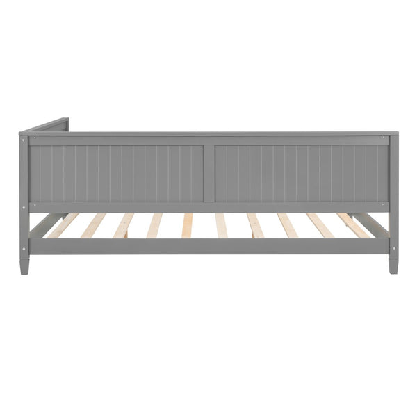 English Elm Full Size Mid-century Wood Sofa Daybed with Slat Kit for Guest and Studio Rooms Gray WF297690AAE