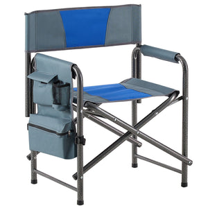 English Elm 2-piece Padded Directors Folding Chairs Steel Frame Oxford Cloth Outdoor Camping Set W24178768