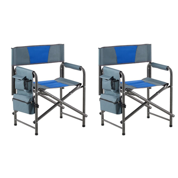 English Elm 2-piece Padded Directors Folding Chairs Steel Frame Oxford Cloth Outdoor Camping Set W24178769
