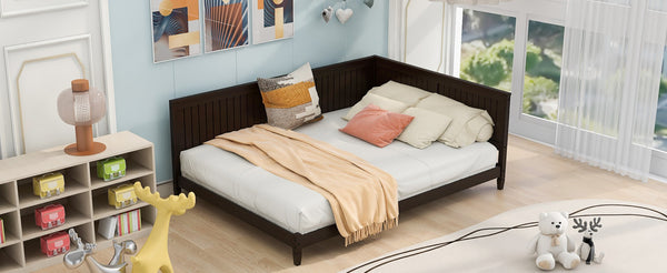 English Elm Full Size Mid-century Wood Sofa Daybed with Slat Kit for Guest and Studio Rooms Espresso WF297690AAP