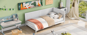 English Elm Twin Mid-century Wood Daybed Sofa Frame for Guest Room or Studio Living White WF297689AAK