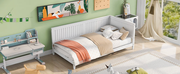 English Elm Twin Mid-century Wood Daybed Sofa Frame for Guest Room or Studio Living White WF297689AAK