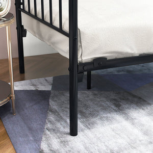 English Elm Metal Twin Daybed Frame with Headboard – Heavy Duty 400LB Metal Mattress Foundation, Convertible Sofa Bed, Black Elegance W840100846