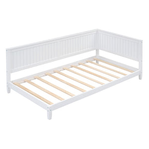 English Elm Twin Mid-century Wood Daybed Sofa Frame for Guest Room or Studio Living White WF297689AAK