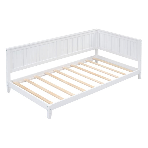 English Elm Twin Mid-century Wood Daybed Sofa Frame for Guest Room or Studio Living White WF297689AAK