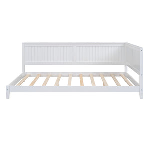 English Elm Full Size Mid-century Wood Sofa Daybed with Slat Kit for Guest and Studio Rooms White WF297690AAK