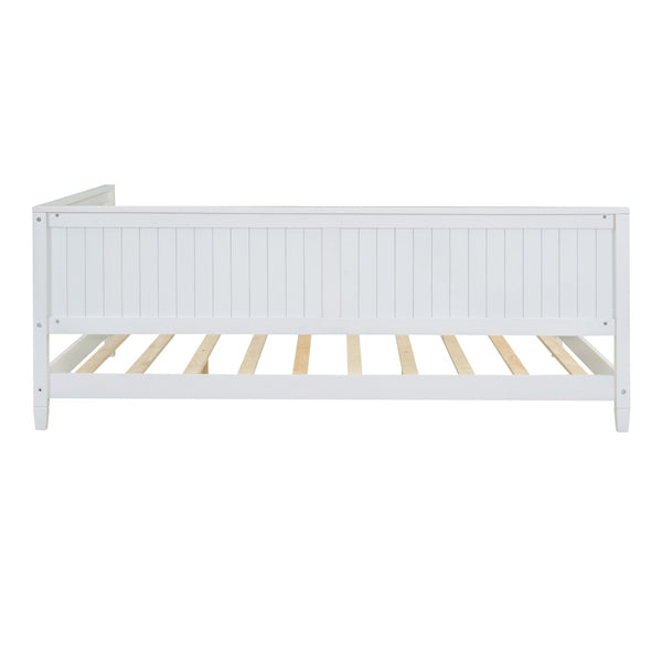 English Elm Full Size Mid-century Wood Sofa Daybed with Slat Kit for Guest and Studio Rooms White WF297690AAK