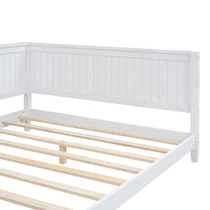 English Elm Full Size Mid-century Wood Sofa Daybed with Slat Kit for Guest and Studio Rooms White WF297690AAK