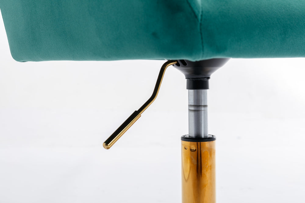 English Elm HengMing Dark Green Faux Fur Swivel Desk Chair — Plush Velvet High-Back, Adjustable Height & Wheels W21283036