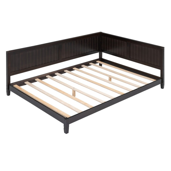 English Elm Full Size Mid-century Wood Sofa Daybed with Slat Kit for Guest and Studio Rooms Espresso WF297690AAP