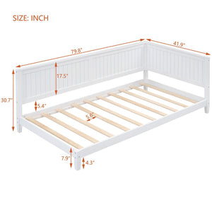 English Elm Twin Mid-century Wood Daybed Sofa Frame for Guest Room or Studio Living White WF297689AAK