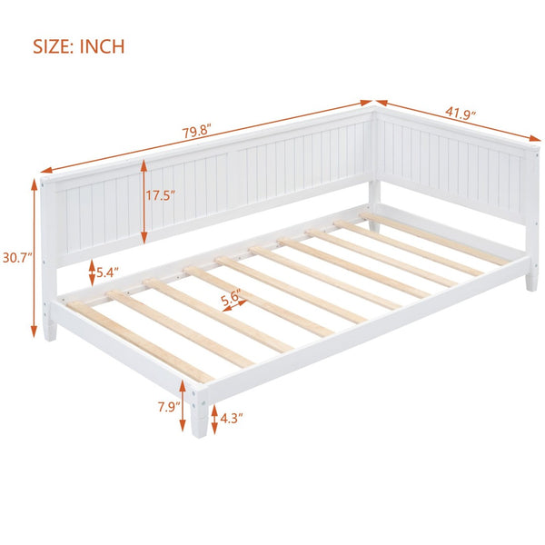 English Elm Twin Mid-century Wood Daybed Sofa Frame for Guest Room or Studio Living White WF297689AAK