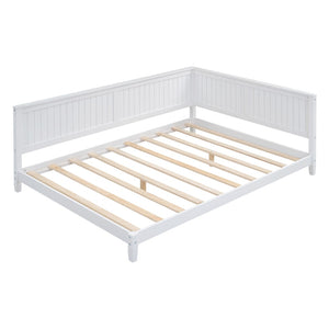 English Elm Full Size Mid-century Wood Sofa Daybed with Slat Kit for Guest and Studio Rooms White WF297690AAK