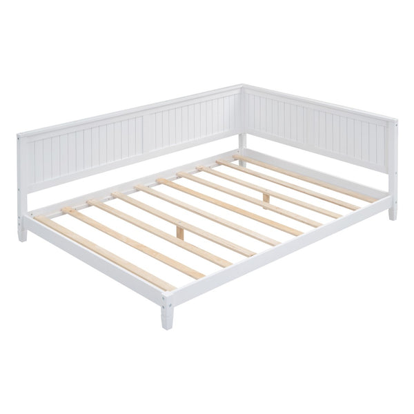 English Elm Full Size Mid-century Wood Sofa Daybed with Slat Kit for Guest and Studio Rooms White WF297690AAK
