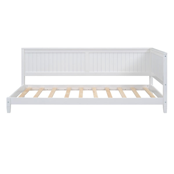 English Elm Twin Mid-century Wood Daybed Sofa Frame for Guest Room or Studio Living White WF297689AAK