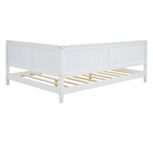 English Elm Full Size Mid-century Wood Sofa Daybed with Slat Kit for Guest and Studio Rooms White WF297690AAK