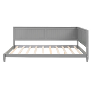 English Elm Full Size Mid-century Wood Sofa Daybed with Slat Kit for Guest and Studio Rooms Gray WF297690AAE