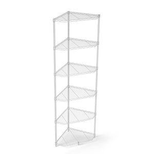 English Elm 6 Tier Shelf Corner Rack - Adjustable Metal Wire Storage Solution For Home & Retail Spaces, White W155083052
