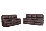 English Elm Faux Leather Reclining Sofa Couch Loveseat Sofa For Living Room Brown