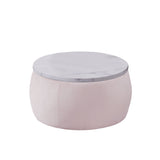 Pink Round End Table with Storage & Removable Top for Living Room & Bedroom