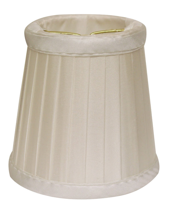 English Elm Slant Pleated Silk Chandelier Shades Set of Six Warm Neutral Flame Clip Fitting B075101684