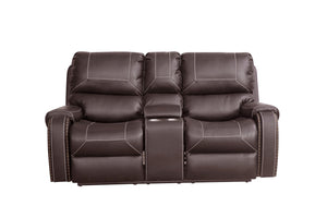 English Elm Faux Leather Reclining Sofa Couch Loveseat Sofa For Living Room Brown