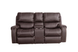 Brown Faux Leather Reclining Loveseat Sofa - Comfortably Padded, Durable - 74