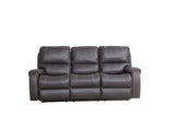 Grey Faux Leather Recliner Sofa, 3-Seater for Cozy Living Room