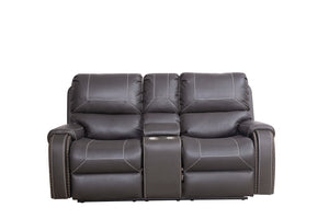 English Elm Faux Leather Reclining Sofa Couch Loveseat Sofa For Living Room Grey