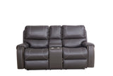 Grey Faux Leather Reclining Loveseat - Comfortable & Durable - 74.01