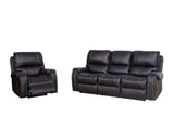 Black Faux Leather Reclining Sofa Chair - Padded, Lumbar Support, Chaise Seating