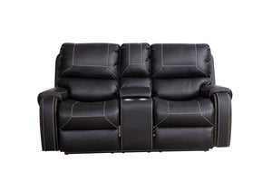 English Elm Faux Leather Reclining Sofa Couch Loveseat Sofa For Living Room Black