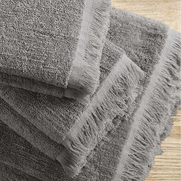 English Elm Cotton INK+IVY Nova Dobby Slub 6-Piece Towel Set – 100% Terry Cotton 630gsm, Plush Absorbent, Self-Fringe Texture B03596683