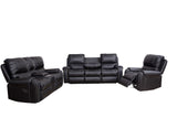 English Elm Faux Leather Reclining Sofa Couch 3 Seater For Living Room Black