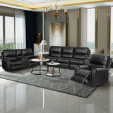 English Elm Faux Leather Reclining Sofa Couch 3 Seater For Living Room Black