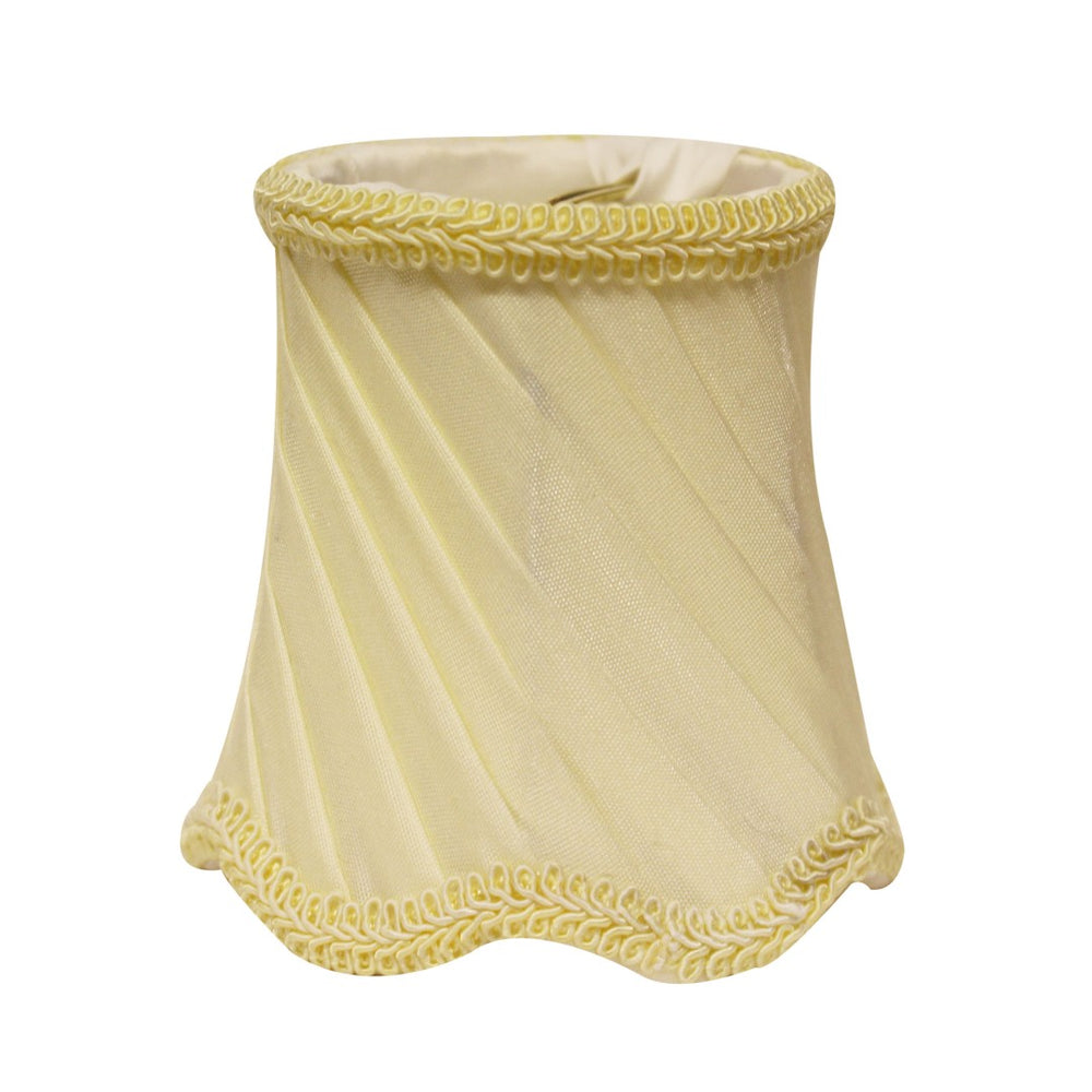 English Elm Slant Silk Chandelier Shades Set of Six with Pleated Texture and Braided Trim B075101694