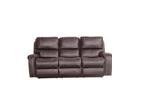 Brown Faux Leather Recliner Sofa - 3-Seater for Living Room