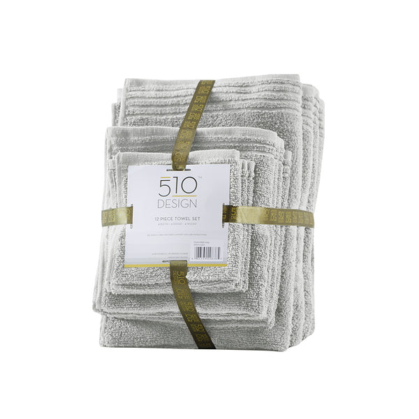 English Elm 100% Cotton Zero Twist 12-Piece Quick Dry Bath Towel Set - OEKO-TEX, UltraFresh Antimicrobial B03595017