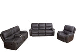 English Elm Sf-6032-Grey-2S-3S Faux Leather Reclining Sofa Couch 3 Seater Sofa For Living Room Grey