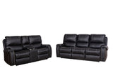 English Elm Faux Leather Reclining Sofa Couch 3 Seater For Living Room Black