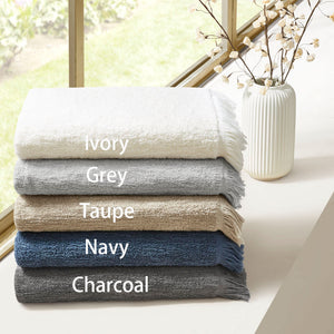 English Elm Cotton INK+IVY Nova Dobby Slub 6-Piece Towel Set – 100% Terry Cotton 630gsm, Plush Absorbent, Self-Fringe Texture B03596683