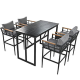 Hearth and Haven Outdoor Dining Set with Acacia Wood Armrest, Black