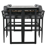 Hearth and Haven Outdoor Dining Set with Acacia Wood Armrest, Black