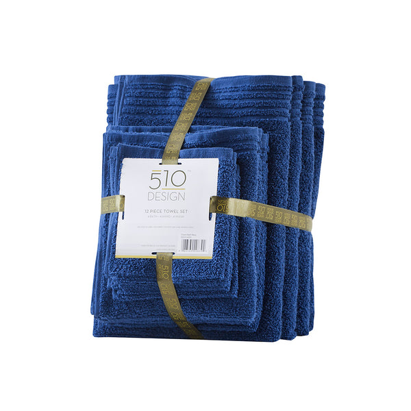 English Elm 100% Cotton 12-Piece Quick Dry Bath Towel Set - Ultra Fresh Antimicrobial, OEKO-TEX Certified Comfort B03595010
