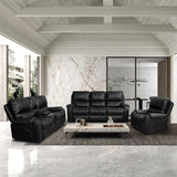 English Elm Faux Leather Reclining Sofa Couch Loveseat Sofa For Living Room Black