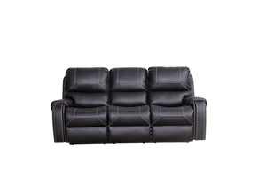 English Elm Faux Leather Reclining Sofa Couch 3 Seater For Living Room Black