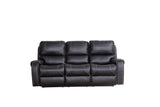 Faux Leather Reclining Sofa Couch - Black, 3 Seater, Easy Assembly, Full Recliner