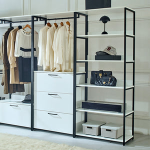 English Elm Fiona White Freestanding Walk-In Wood Closet System with Metal Frame — Deep, Eco E0, Water & Scratch Resistant B040S00053